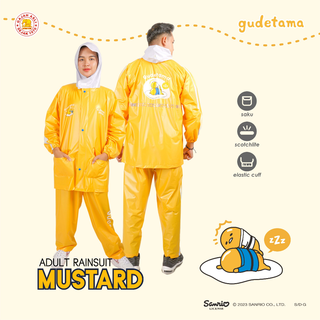 Jas Hujan Gudetama Jaket Celana ELEPHANT BRAND Raincoat Pria Wanita Dewasa