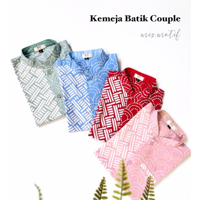 Kemeja couple ayah anak hijau sage mint pastel, pink, merah cabe, navy