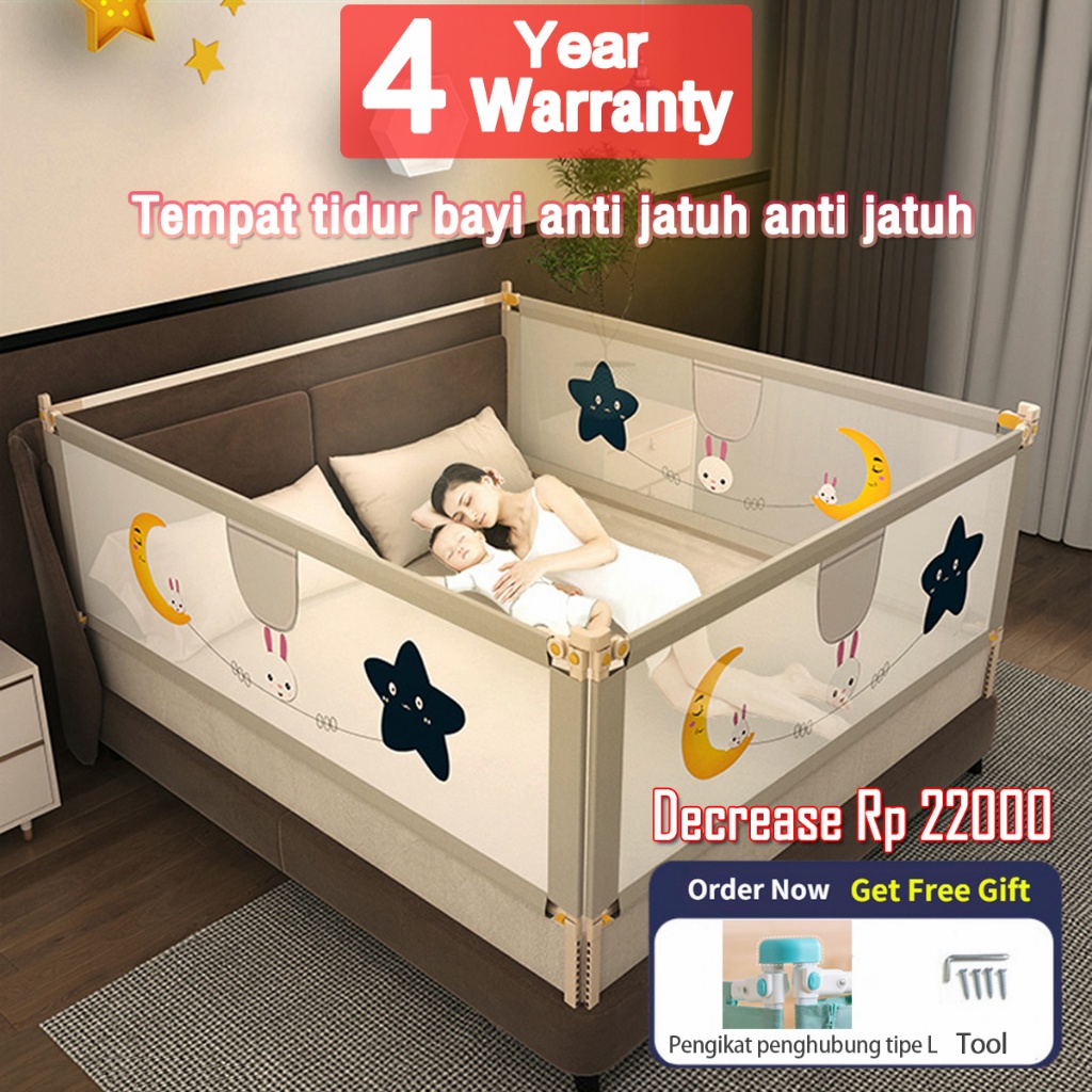 SHOPEE MALL Garansi 4 tahunTinggi 15cm Baby bedrail Baby Bed Guard Pagar tempat tidur bayi Baby Bedr
