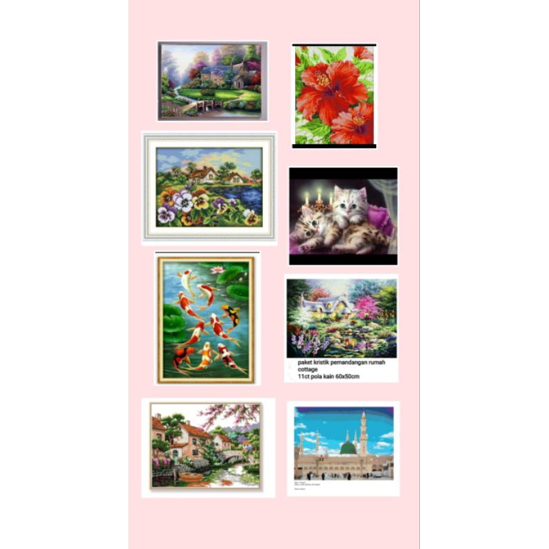 paket kristik pola kain 11ct 14ct dan paket kristik kain polos