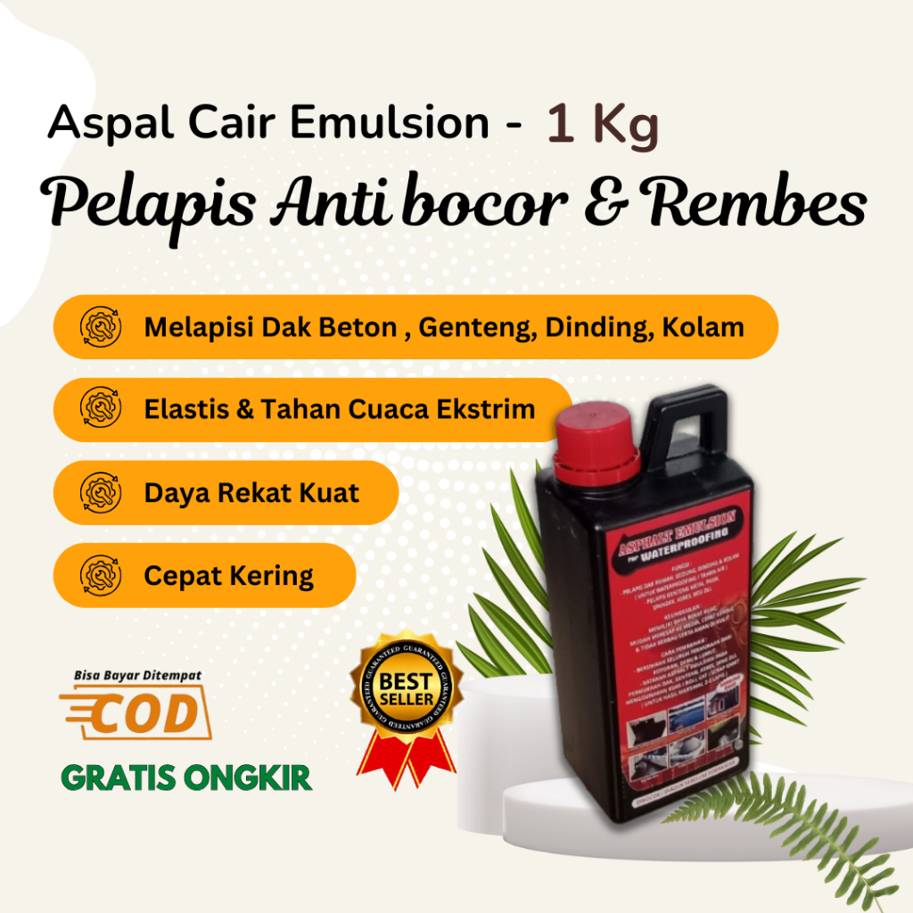 Aspal Cair Anti Bocor 1 Kg Waterproofing Atap Rumah Dak Beton Tembok Genteng Bandung