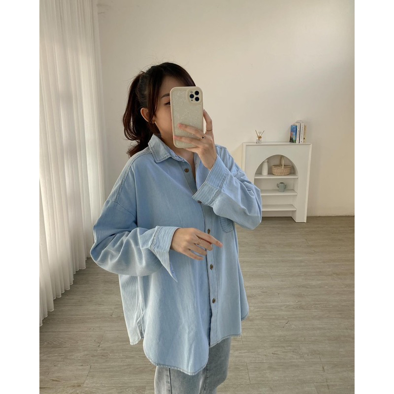 oversize denim shirt / kemeja denim oversize