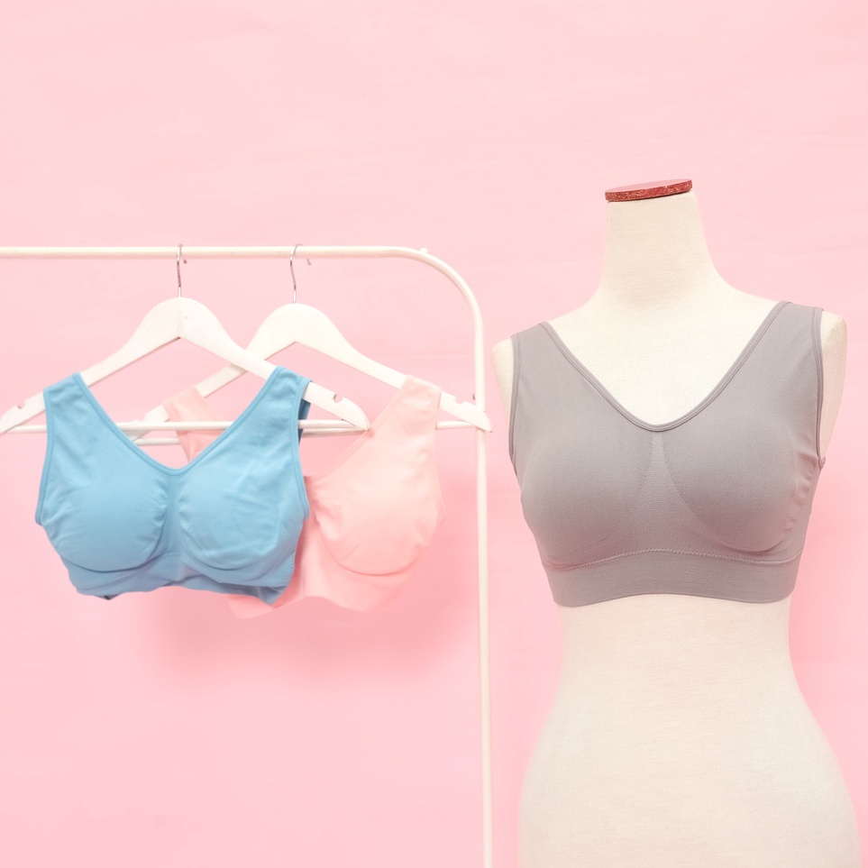 Ready Stock Genie Bra Wanita Tanpa Kawat isi 3 Pcs  BH Sport Push up Busa Tanpa tali Jumbo Sexy Meny