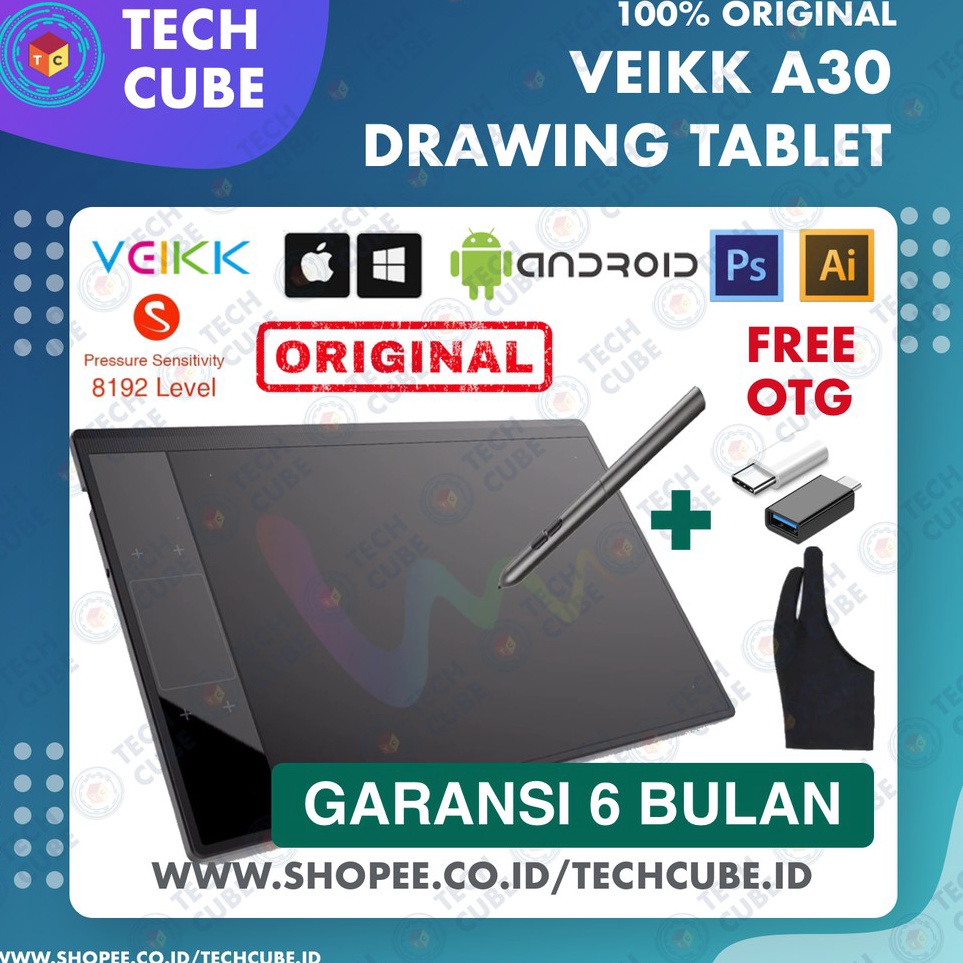 Stok Banyak VEIKK A3 Digital Graphic Drawing Pen Tablet untuk Gambar Menggambar