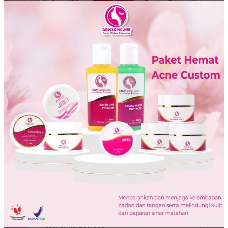 DRW SKINCARE PAKET HEMAT ACNE COSTUM 1,2,3