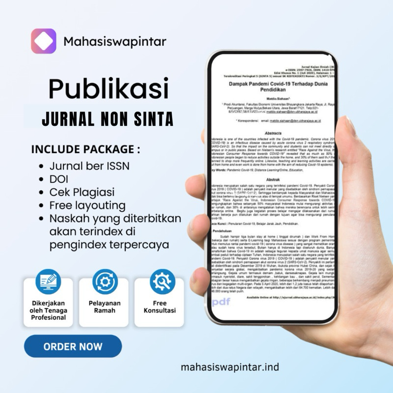 Jasa Publikasi Jurnal Ilmiah Non SInta FAST TRACK| Publikasi Jurnal Non Sinta