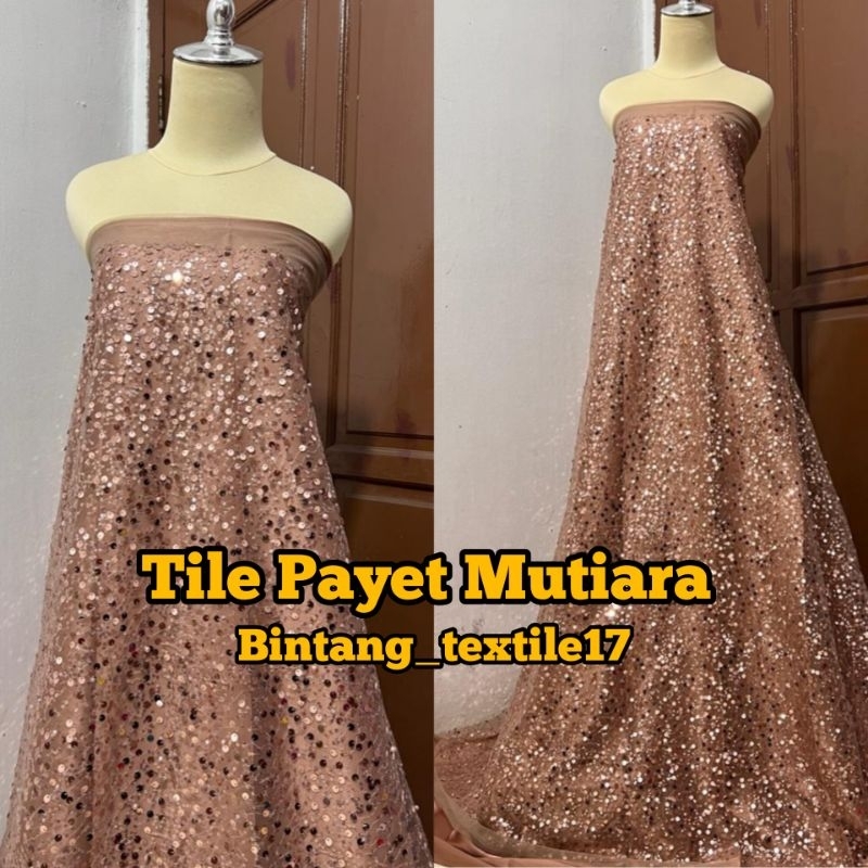 Kain Payet sequin premium / Kain Tulle Payet / Bahan kebaya