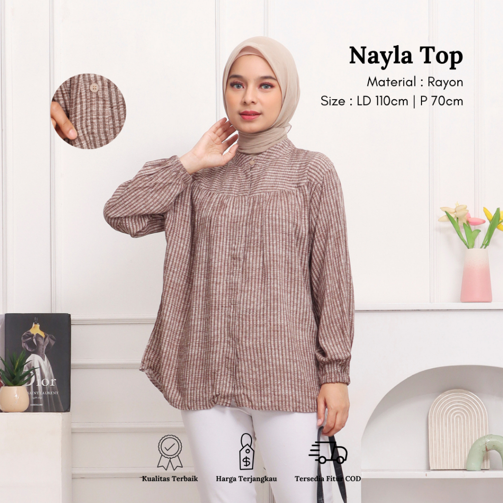 Wear Keyla - Nayla Top (Pakaian Wanita Casual Rayon Baju Kerja Fashion Blus Cewek Blous Gadis Harian