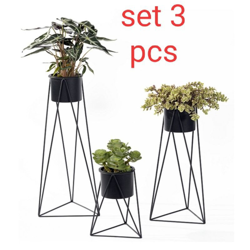 STANDING POT V ALAS SEGITIGA MODERN KEKINIAN / STANDING POT BESI / RAK BUNGA BESI / RAK POT TANAMAN