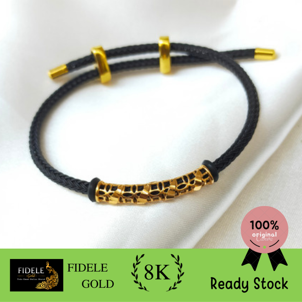 Gelang mainan charm pipa panjang fashion EMAS ASLI 375