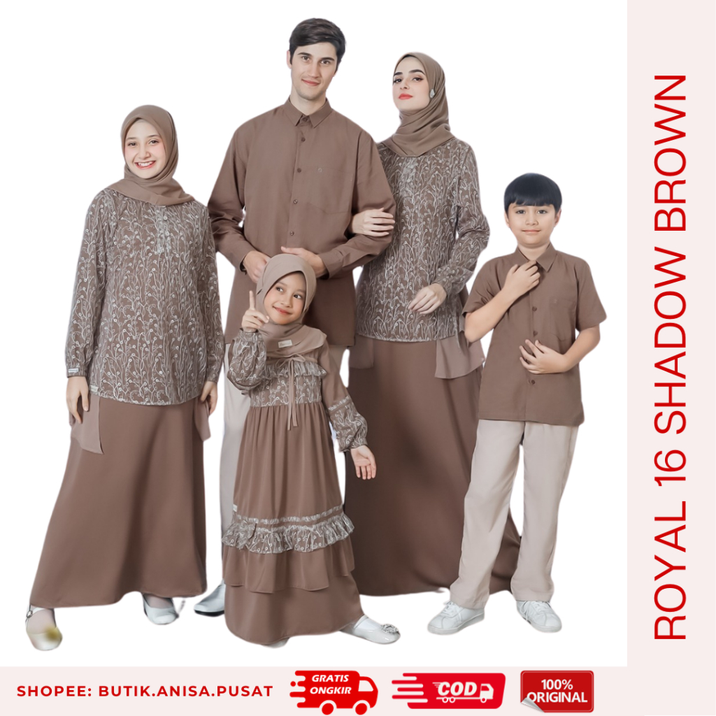 GAB - ETHICA ROYAL 16 SHADOW BROWN Sarimbit Keluarga 2024 Gamis kagumi 314 Koko Kahfi 314 Kagumi kid