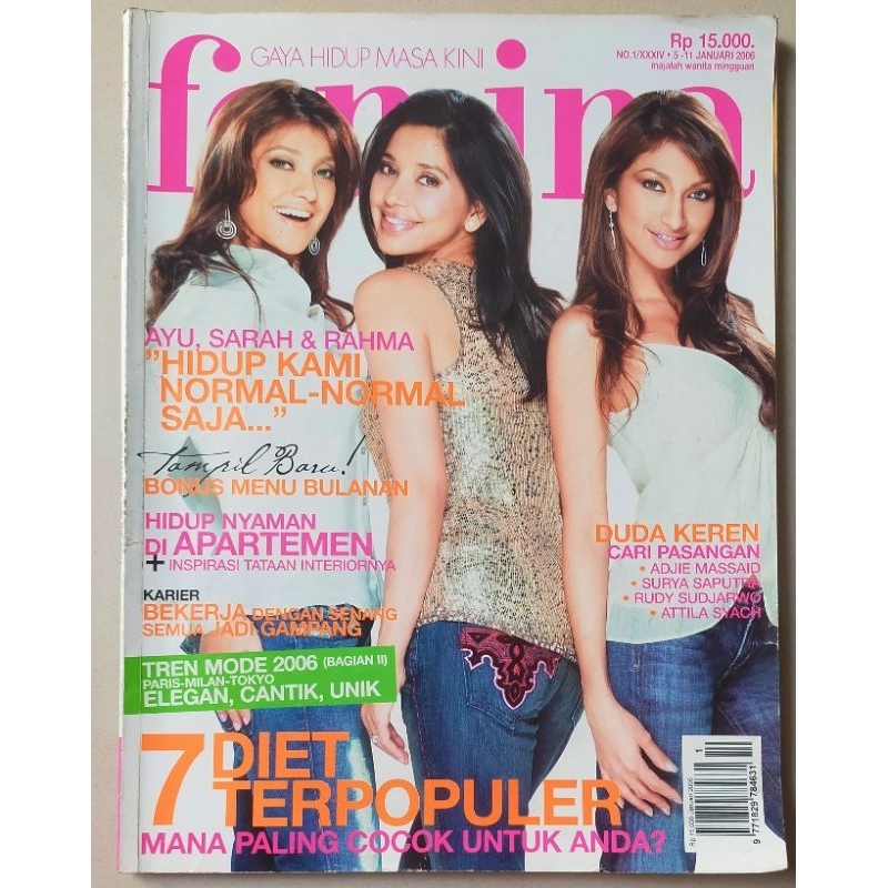 Majalah Femina no.1 / 5 Januari 2006 : Cover Ayu, Sarah dan Rahma Azhari