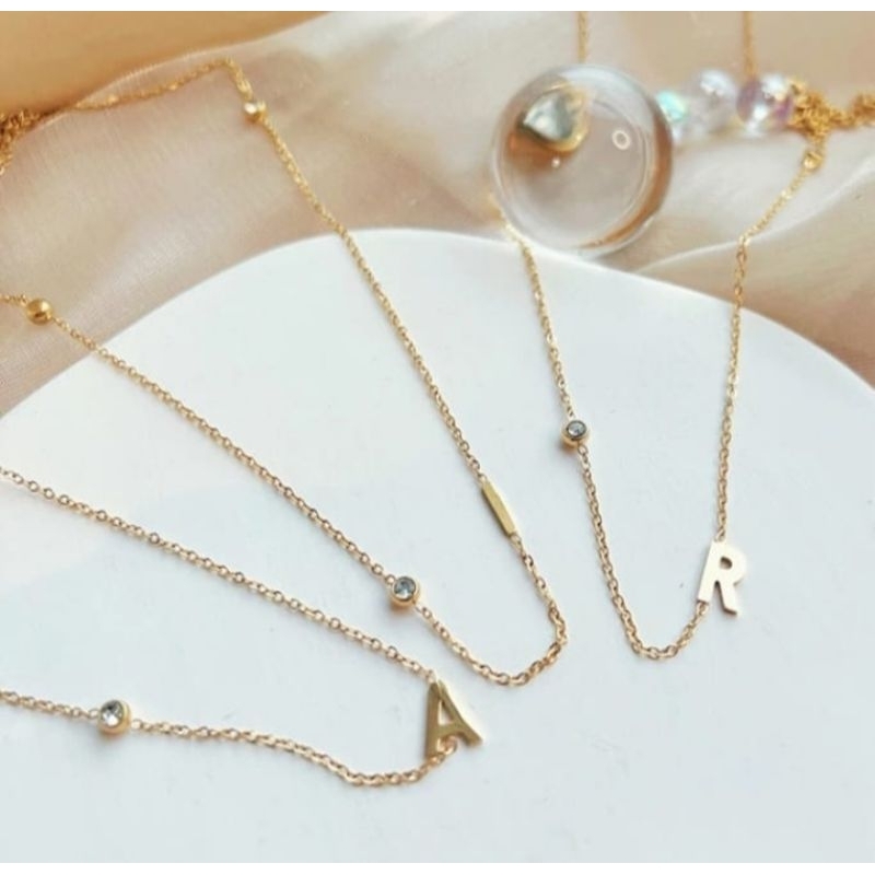 Kalung huruf emas muda kadar 15% (2,8 gram) TULIS HURUF DI CATATAN SAAT CEKOUT