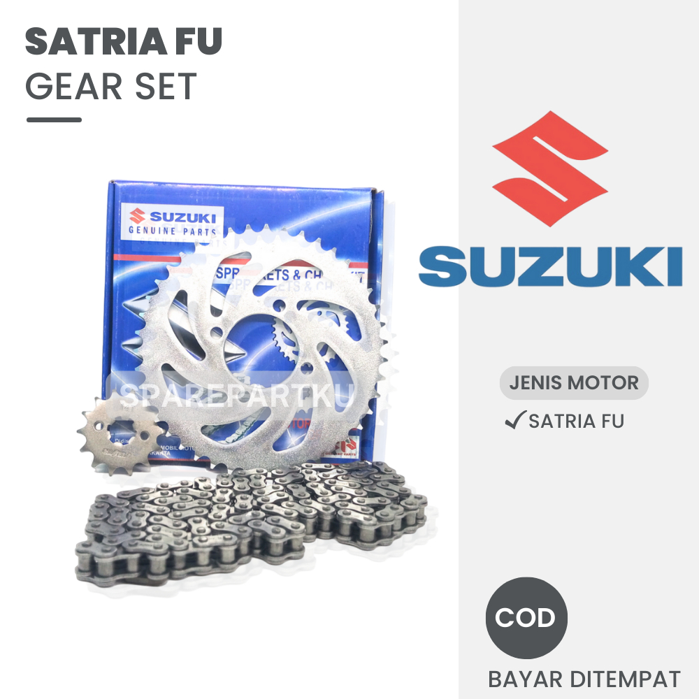 GEAR SET SUZUKI / SATRIA FU / GEAR / GIR / GER / GEARSET /1 SET PAKET GIR DEPAN DAN BELAKANG + RANTA