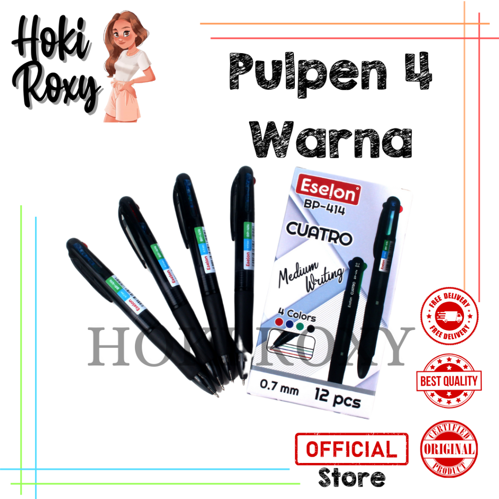 

1buah Pulpen 4 Warna Office CUATRO BP-414 / Pulpen Cetek 4