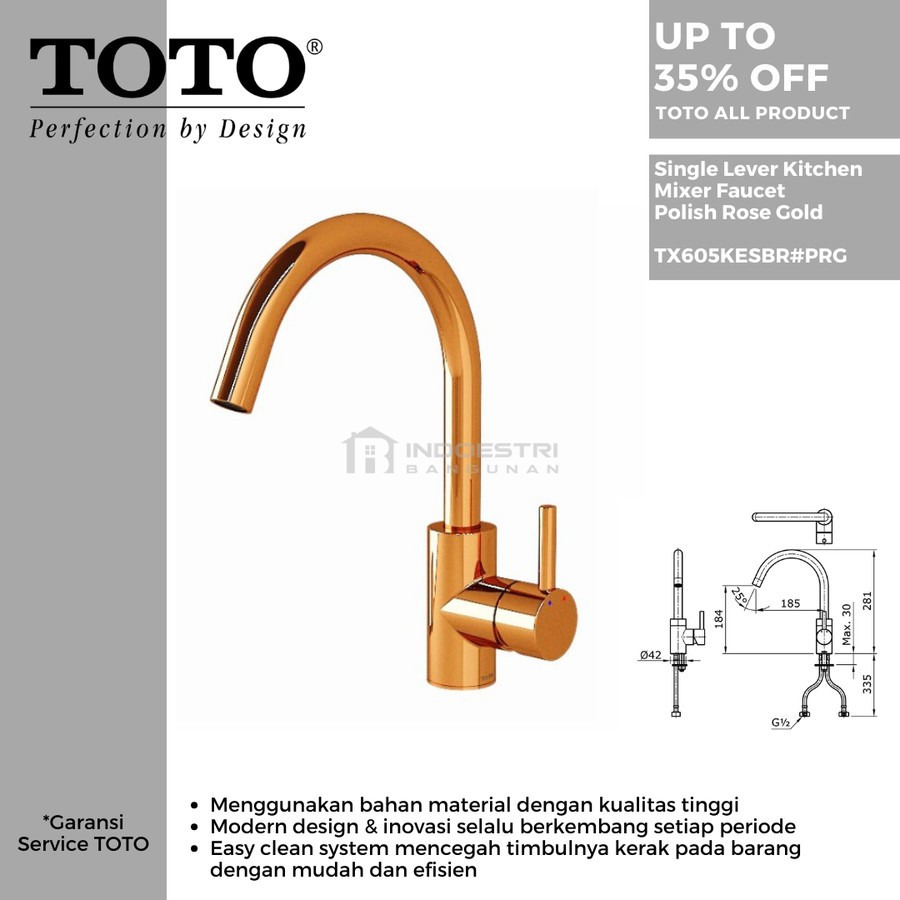 Kran Sink TOTO TX605KESBR#PRG Polish Rose Gold / Kran Cuci Piring TOTO