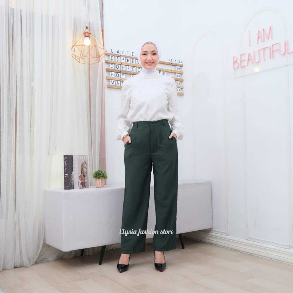 Celana Kulot Linen Highwaist Wanita Loose Cullote Pants