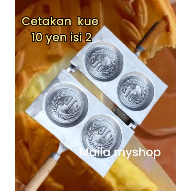 Cetakan koin doubel 10 yen jepang kue coin cheese waffle pancake viral anti lengket