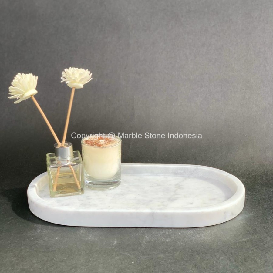 Marble Tray Oval Tatakan Marmer| Tray Tatakan Nampan Marmer Oval