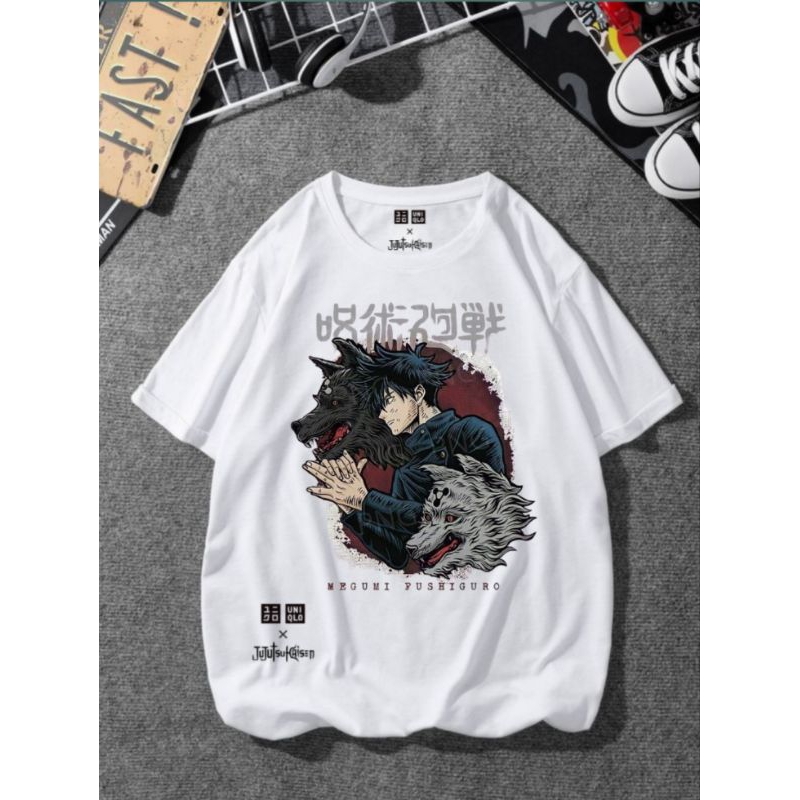 kaos tshirt baju uniqlo jujutsu kaisen anime kartun oversize