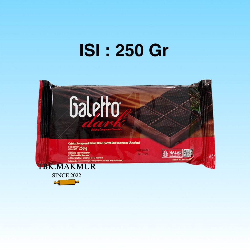 

Galetto Dark Cokelat Batang Sweet Dark | Baking Compound Chocolate 250 Gr