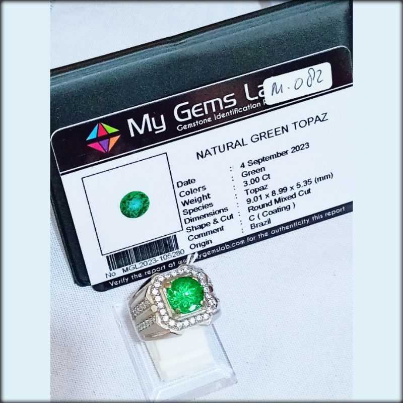 Cincin Batu Green Topaz + Memo