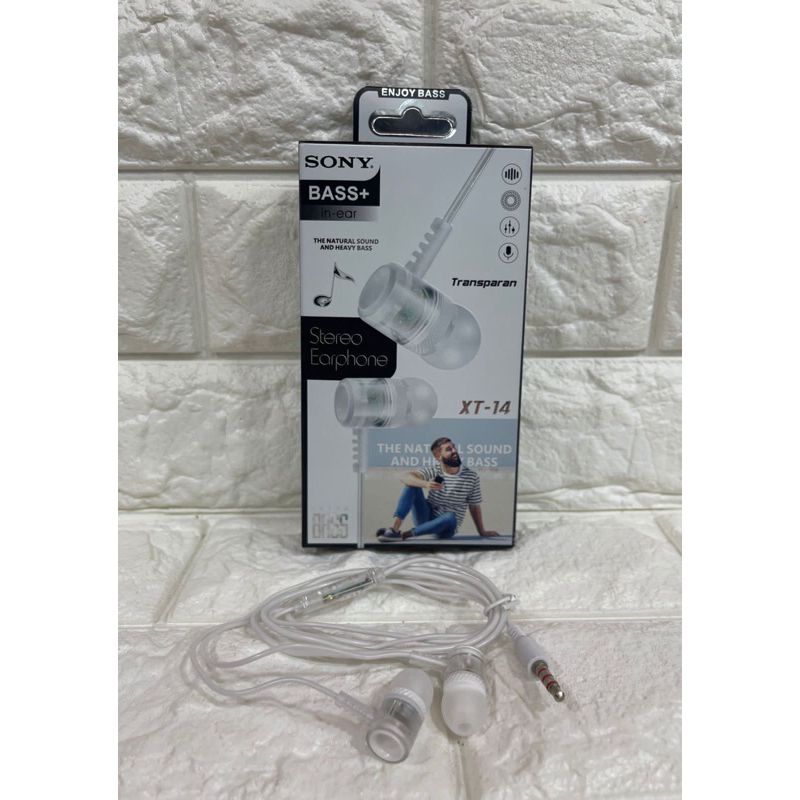 Headset Handsfree XT-14 Tranparan + Mic 3.5MM Stereo Bass Bisa Buat Telepon