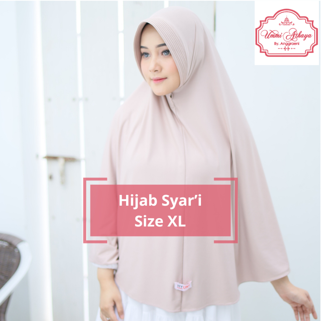 UmmiAthaya - Hyuna Hijab Jumbo Size XL Bergo Syar'i Jilbab Kerudung Bahan Jersey Premium Super Insta