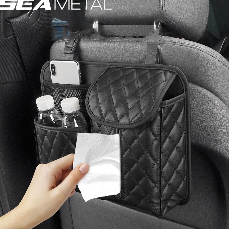Tas Mobil Belakang Jok Kulit Kotak Tisu Mobil Gantung Multifungsi
