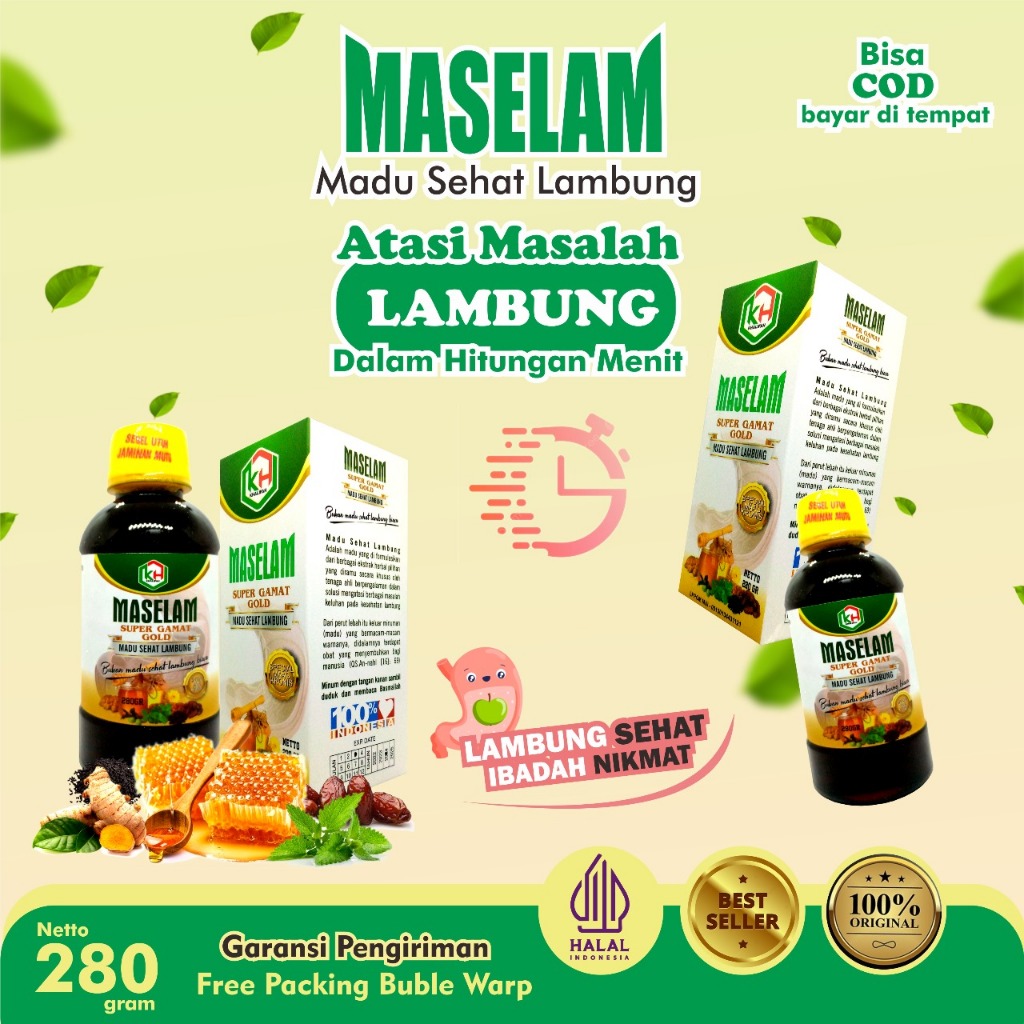 Madu Sehat Lambung MASELAM Super Gamat Gold Maag Gerd Asam Lambung
