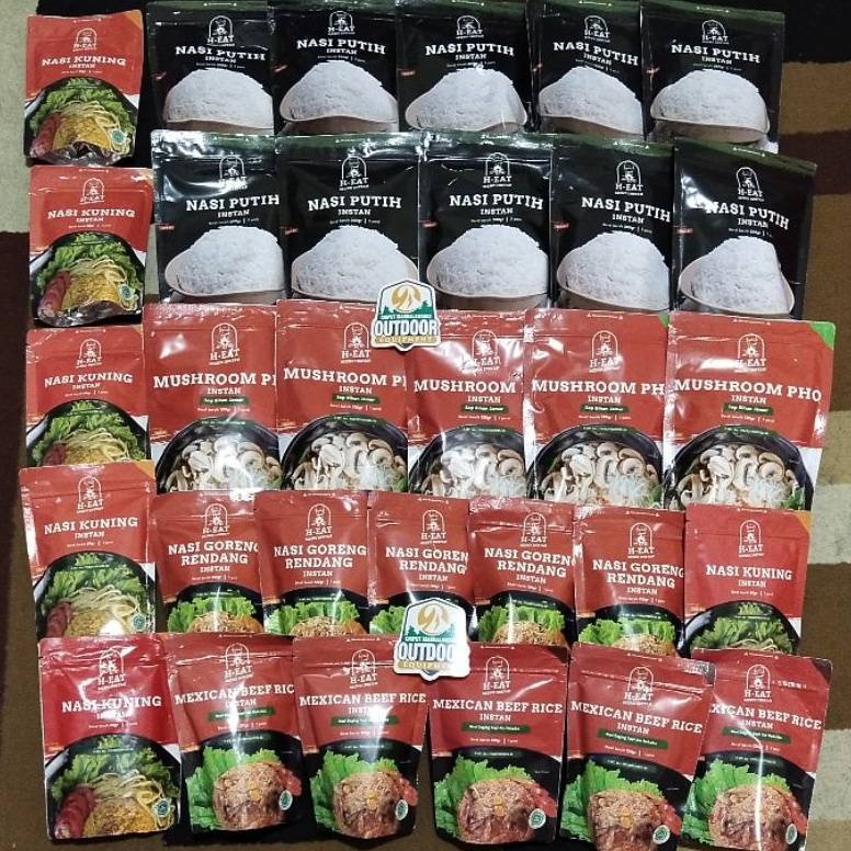 

Kode ZSO716 Makanan Instan H EAT Makanan Gunung Nasi Putih Nasi Kuning Mashroom Pho Nasi Goreng Rendang