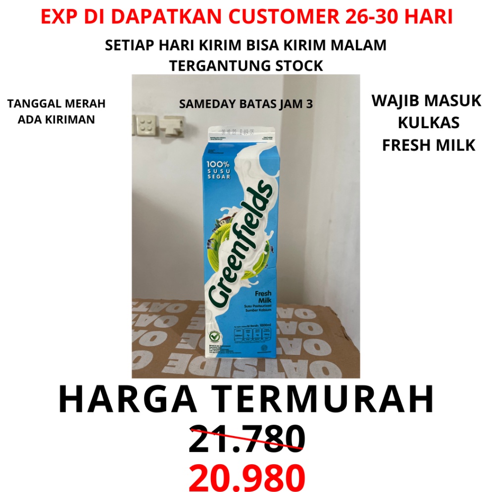 

MODEL RU145 Greenfields Fresh Milk 1 lt liter seliter susu segar greenfield 1 ml green fields