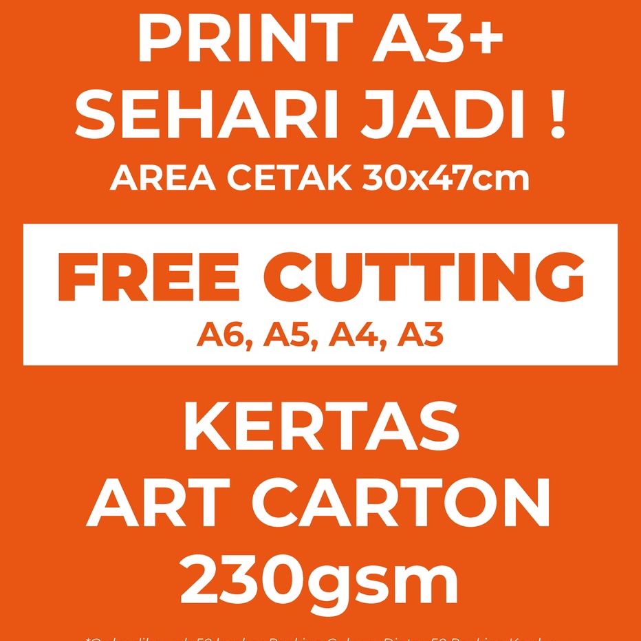 

Ready Stok CETAK DIGITAL PRINT A3 ART CARTON 23gsm