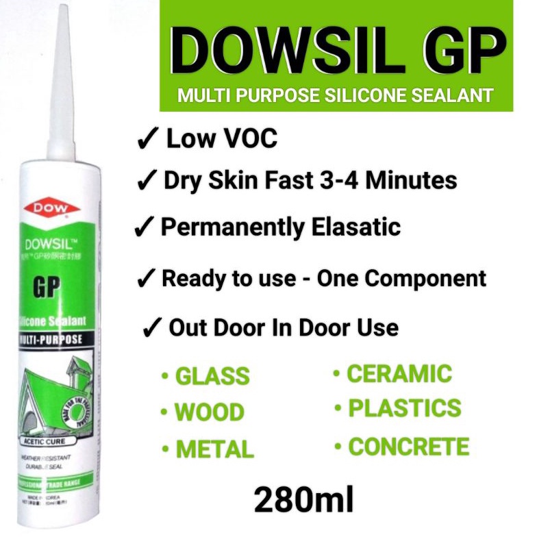 Kekinian Lem Kaca Aquarium Silicone Sealant DOWSIL GP 28ml 9Q