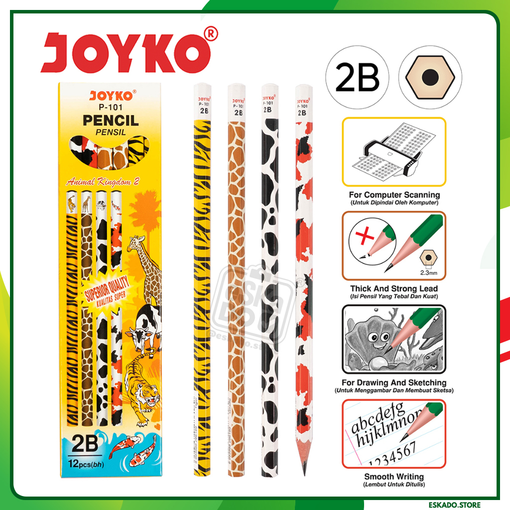 

Pencil / Pensil Joyko P-101 2B Animal Kingdom Edition (1 Box / 12 pcs)