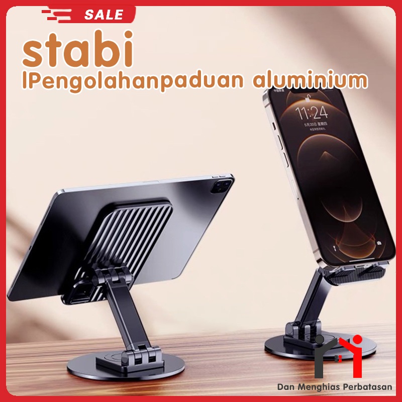Dudukan ponsel logam desktop 360 derajat berputar angkat tablet lipat dudukan ponsel paduan aluminiu