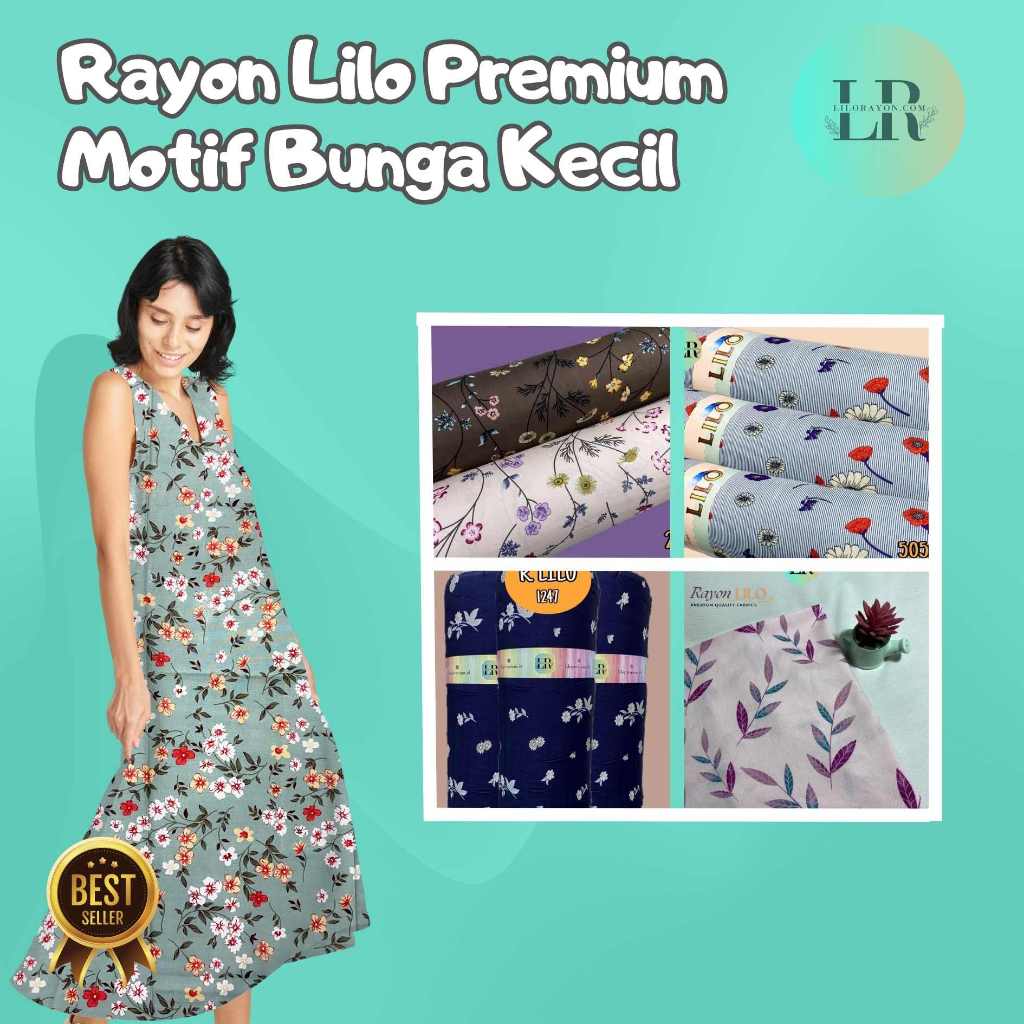 Rayon Lilo Motif Bunga Kecil 100 - 150 Yard / Roll Kain