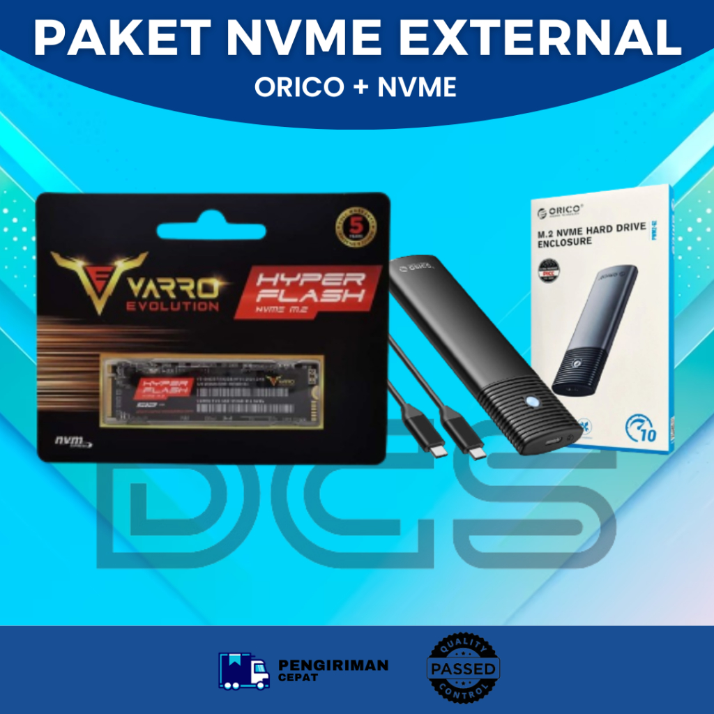PAKET NVME EXTERNAL ORICO PWM2-G2 + VARRO NVME 128GB / 256GB / 512GB