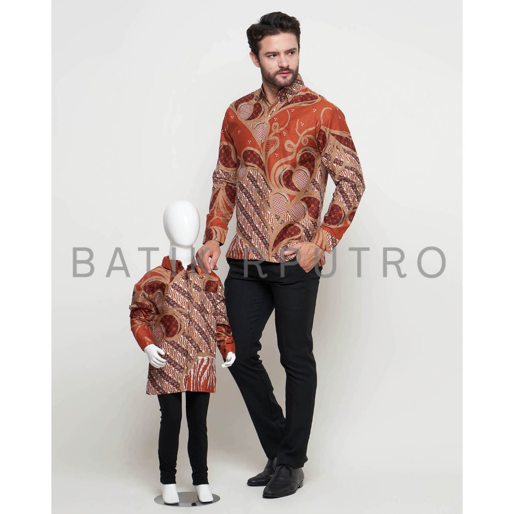 TERAKOTA  SG,Kemeja Batik Couple Ayah Anak Teracota, Batik Pria Teracota, Batik Pria