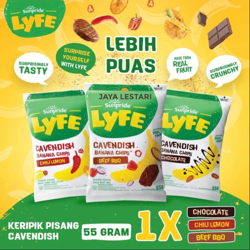 

Sunpride Lyfe Cavendish Banana Chips (55g) (2 Varian Rasa)