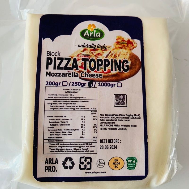 

mozzarella cheese pizza topping 250gr