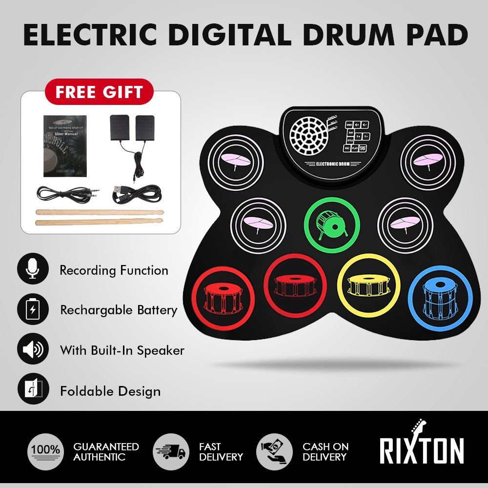 Drum Elektronik Berwarna-Warni Dengan Klakson Drum Elektronik Lipat Portabel Drum Elektronik Silikon