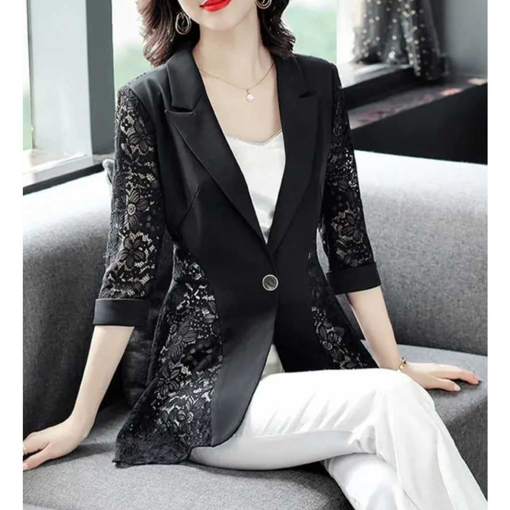 blezer mix brokat korean style/blazer wanita