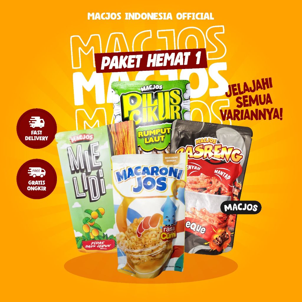 

Macjos Paket Hemat 1 Isi 4 Pcs Makanan Ringan Cemilan Pedas Jajan Snack Viral By Macjos Indonesia