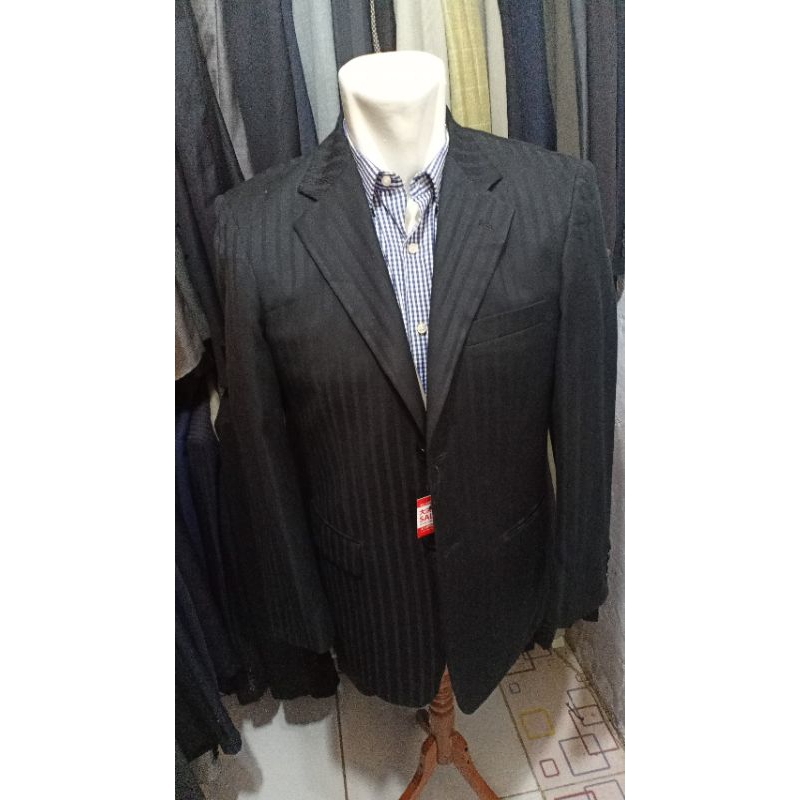 jas blazer pria brand GMAZOR, WARNA HITAM SEMI GARIS