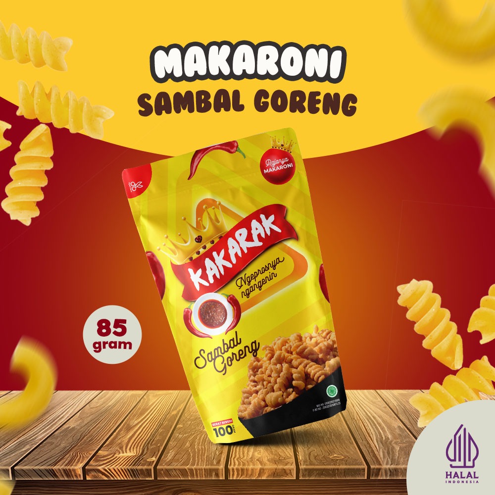 

Kakarak - Makaroni Rasa Sambal Goreng - Cemilan Makaroni Goreng - 85gr