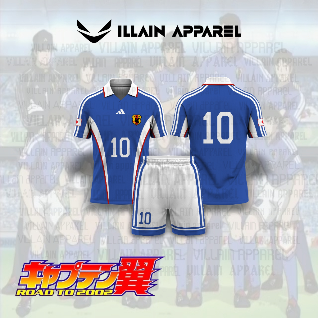Jersey Futsal & Football Motif VL Replika Anime Timnas Japan (Tsubasa Road To 2002) Full Print Jerse