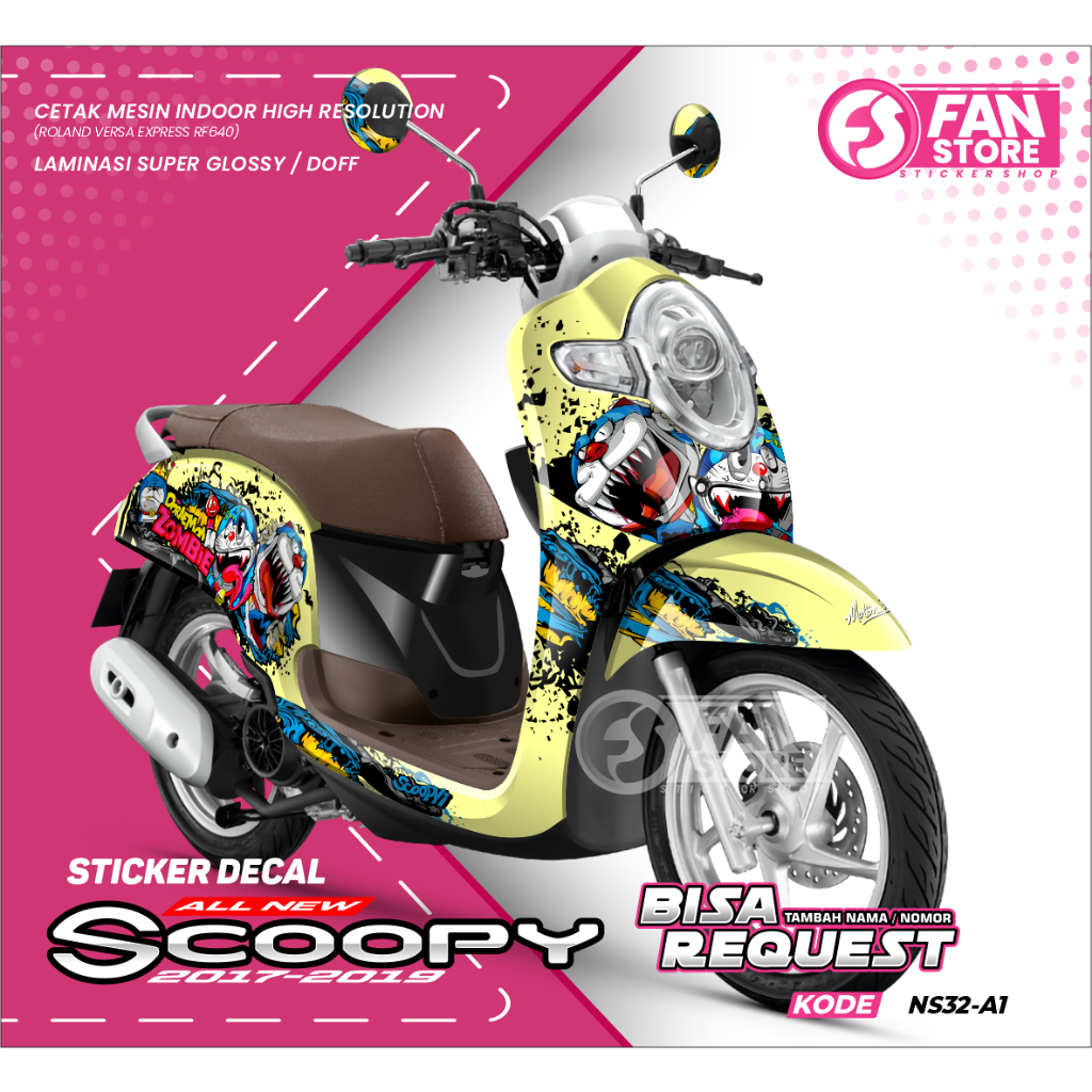 Sticker Decal Honda Scoopy New Full Body - Doraemon Zombie - Decal Scoopy Stylish