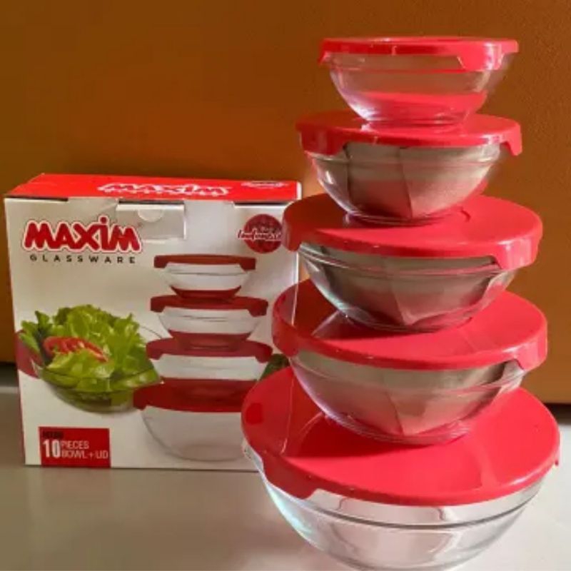 Mangkok susun MAXIM / Mangkok set susun 5 MAXIM / Mangkok kaca MAXIM / Mangkok susun kaca