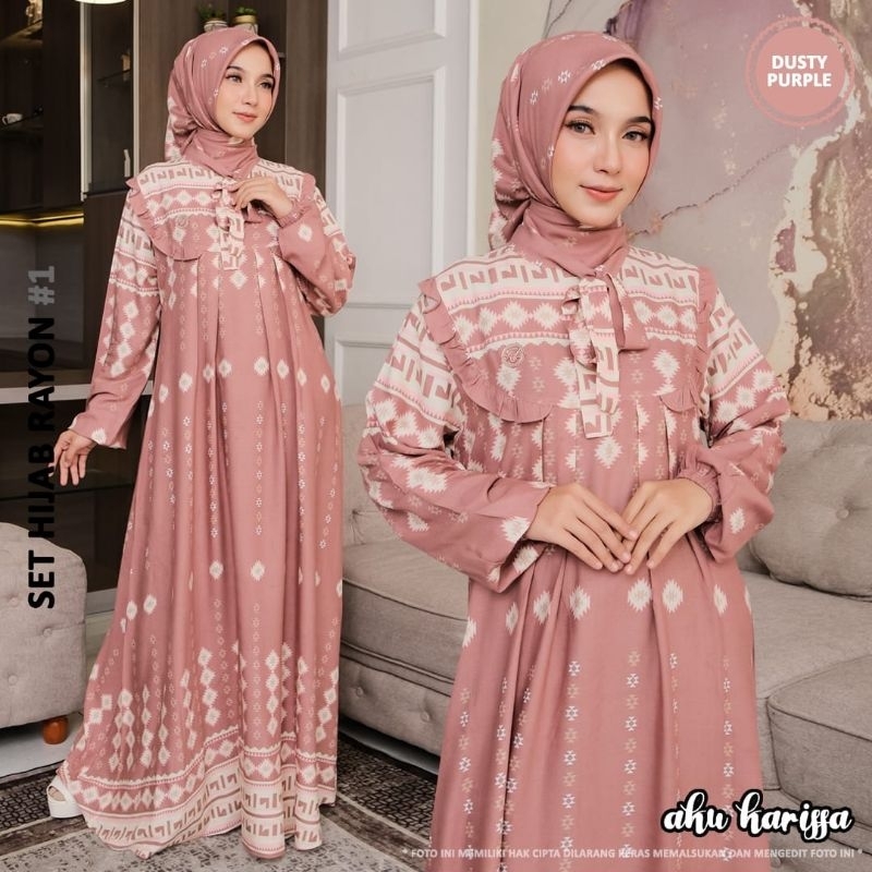 MILVA SET AKU KARISSA/GAMIS SET RAYON VISCOSE AKU KARISSA/GAMIS AKU KARISSA TERBARU/GAMIS LEBARAN TE